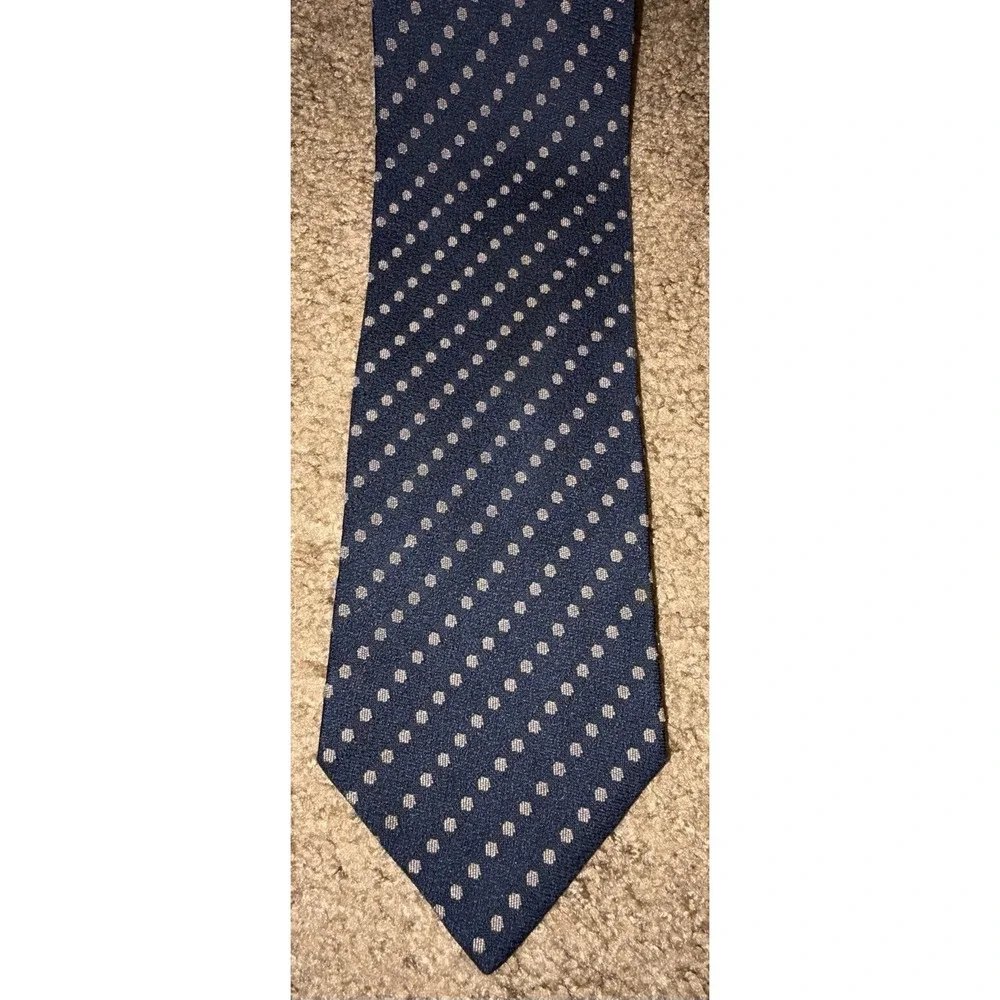 Georgio Armani Cravatte Tie Blue Geometric AOP Pattern 100% Silk Italy VTG JBHS